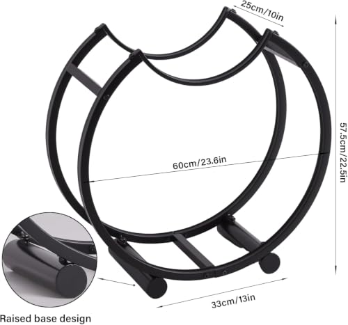 23" Round Firewood Rack with Kindling Tray, Metal Log - Image 3