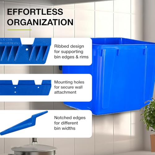 Nova Products Recycle Bin Wall Mount (2 Pack), Blue Bin Hanger - Image 5