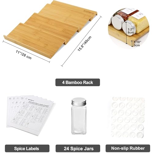Spice Drawer Organizer with 24 Spice Jars,216 Labels - Image 4