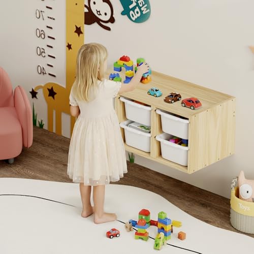 Solid Wood Montessori Wall Mounted Toy Organizer with 6 - Image 6