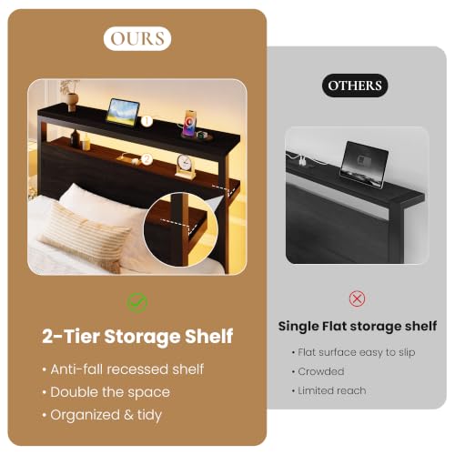SHA CERLIN Twin LED Bed Frame, 2 Storage Drawers - Image 6
