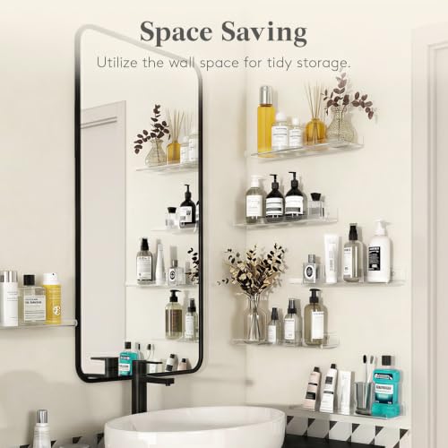 Lifewit Acrylic Floating Shelves for Bathroom 14" Clear, 4 Pack - Image 6