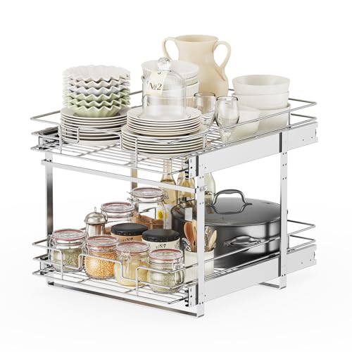 ROOMTEC Slide Out Cabinet Organizer for Kitchen, 2 Tier Pull Out - Image 2