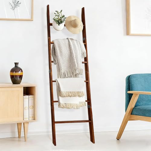 Foldable Blanket Ladder 6 Tier, 68" Solid Wood Quilt Rack - Image 8