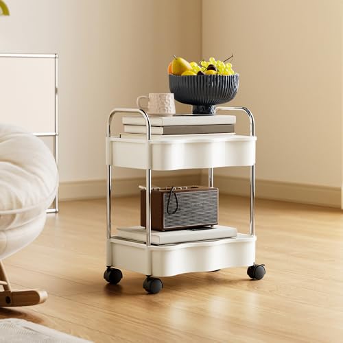 2 Tier Utility Rolling Cart with Wheels Under Desk Storage Cart - Image 2