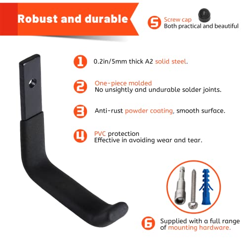 4 Inch Garage Hooks Heavy Duty, Utility Wall Mount Ladder Hooks - Image 5
