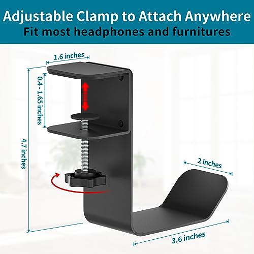 Clamp-On Under Desk Headphone Holder/Backpack Hook/PC - Image 3