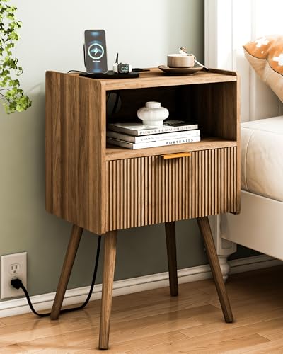 JOONEE Nightstand with Outlet,Modern Bedside Table with Storage - Image 2