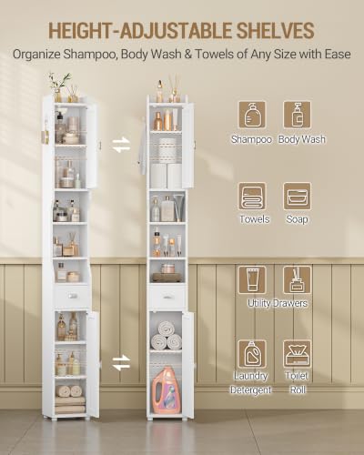 HEXCELEN Bathroom Storage Cabinet,Tall Narrow Bathroom - Image 4