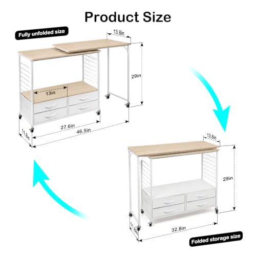 Sewing Table with Storage, 46.5‘’ Folding Sewing Machine - Image 3