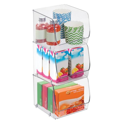 iDesign Stackable Open-Front Storage Bins, Set of 3, Clear - Image 2