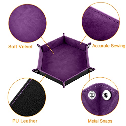 SIQUK 6 Pieces Dice Tray Hexagon Dice Rolling Holder Folding PU - Image 5