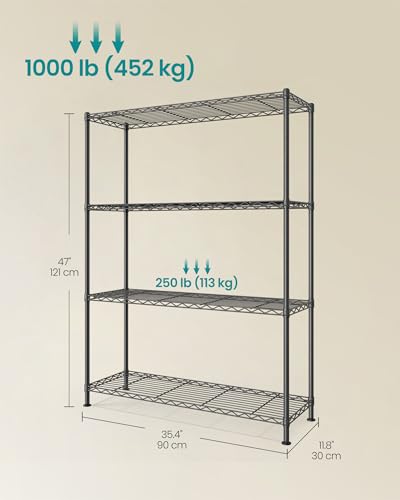 SONGMICS 4-Tier Bathroom Shelf, Storage Rack for Small Space - Image 4
