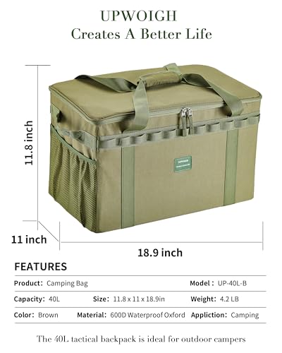 UPWOIGH 40L Heavy Duty Camping Storage Bag with Dividers - Image 3