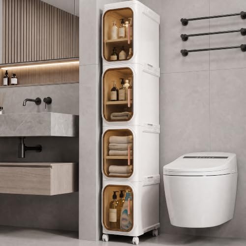 BGYMF Narrow Slim Bathroom Storage Cabinet,Foldable and Movable - Image 2