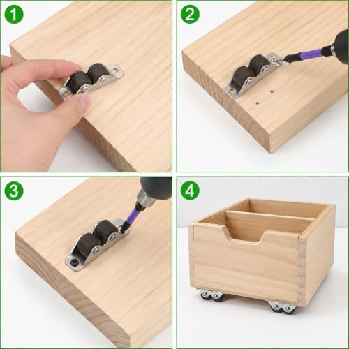 8 Pcs Low Profile Small Casters, 1/2 Inch Small Double Roller - Image 8