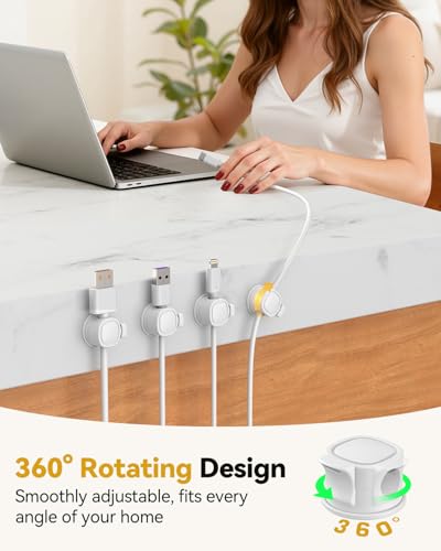 8Pack Rotatable Cord Organizer, Spring Cable Clips With Clasp - Image 3