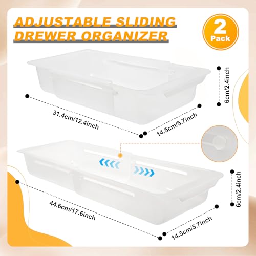 2 Pcs Deep Drawer Organizer Kitchen, Adjustable Sliding - Image 3