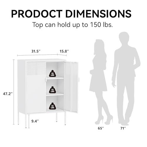COFaR White Metal Storage Cabinet with Adjustable Shelves - Image 3