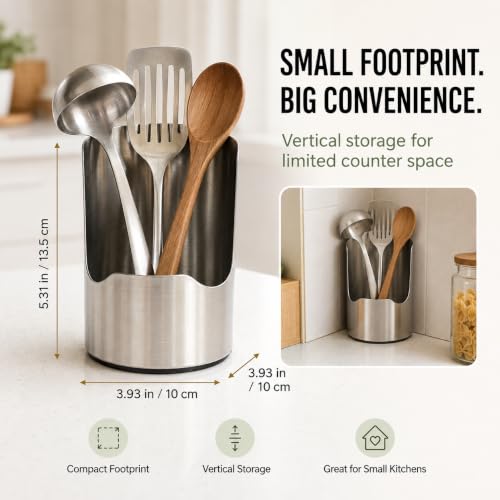 Stainless Steel Utensil Holder, 2-in-1 Pot Lid Stand and Spoon - Image 5