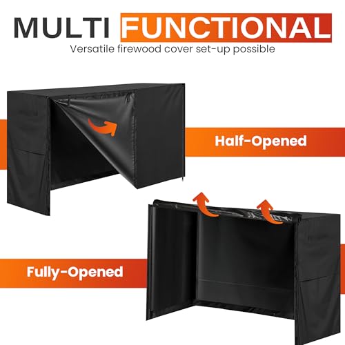 5ft Waterproof Firewood Rack Cover - Heavy Duty Black 600D - Image 7
