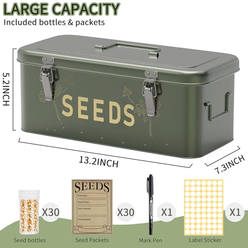 Metal Seed Storage Organizer Box with 30 Bottles, 4-Compartment - Image 4