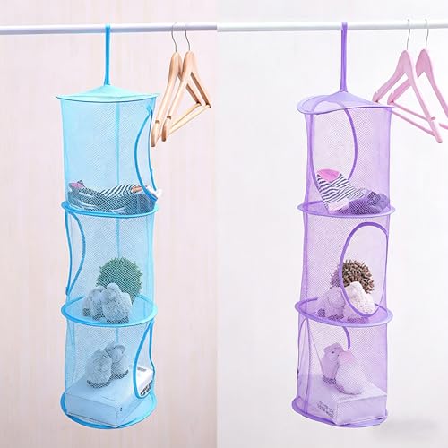 Mesh Hanging Storage Basket with 3 Tiers,Foldable Hanging Storage - Image 5