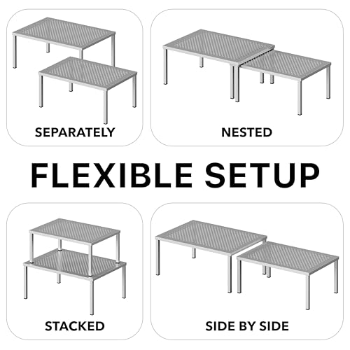 Simple Houseware Cabinet Counter Shelf Organizer w/Steel Surface - Image 7