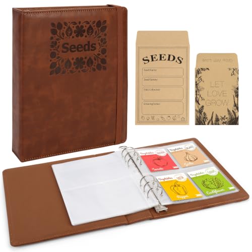 Seed Binder Organizer, 80 Resealable Envelopes 40 Sheets,Brown - Image 2