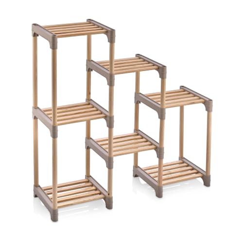 Honey-Can-Do 7-Tier Natural Wood Plant Stand | Home Organization - Image 2