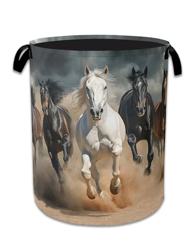 Running Horse Laundry Basket,Foldable Waterproof Oxford - Image 2