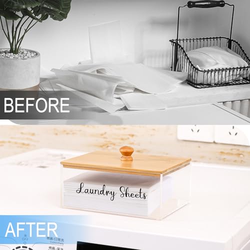 Acrylic Laundry Sheet Holder with Bamboo Lid, Laundry - Image 5