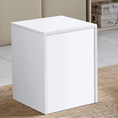 White Bedside Table Modern Simple Nightstand with 2 Storage - Image 8