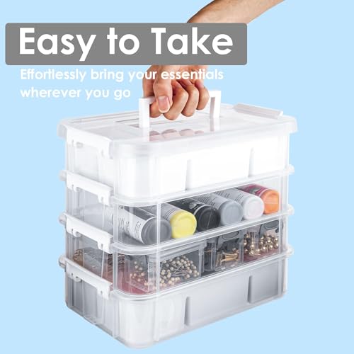 Craft Organizer, 4 Tier Storage Box with Removable Trays, White - Image 6