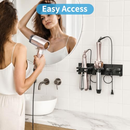 Hair Dryer Holder Wall Mounted, Self-Adhesive or Drill Mount - Image 4