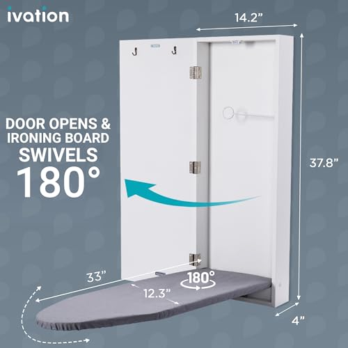 Ivation Wall Mount Swivel Ironing Board Cabinet, Fold Down - Image 4