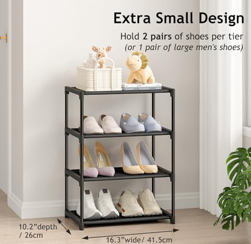 Autonomier 4 Tier Extra Small Shoe Rack (16.3" Wide), Space Saver - Image 6