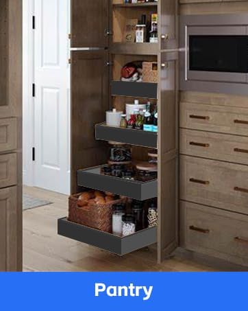 4Pack Expandable Pull Out Cabinet Organizer 21" Deep - Sliding Drawer Organizer Roll Out Shelves Adhesive - Adjustable Width 15.2"-26.2" W (Black)