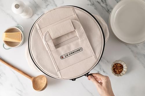 Le Creuset Small Round Tote Bag, Ecru - Image 3