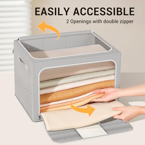 Clothes Storage Bins with Metal Frame Foldable Stora | All Products - Image 5