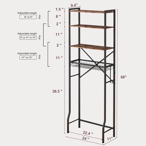 Over The Toilet Storage Rack, 4-Tier Bathroom Organizers - Image 3