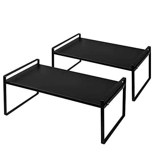 Nxconsu Stackable Cabinet Shelf Organizer 2 Pack, Standard Black - Image 2