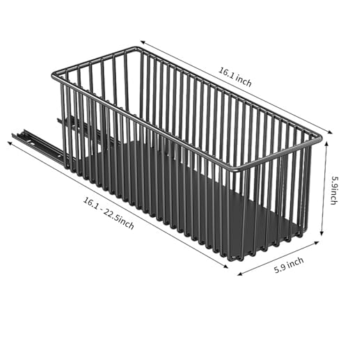 Pull Out Cabinet Organizers 2 Pack, Black Metal Storage Basket - Image 3