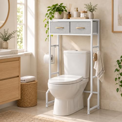 Over the Toilet Storage Shelf Short 2 Tier Over Toilet - Image 2