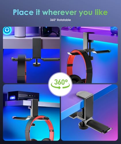 6amLifestyle Dual Rotatable Headphone Stand Hanger Under - Image 6
