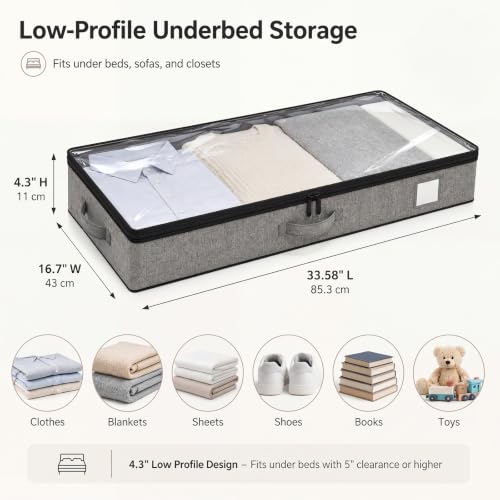 Under Bed Storage Containers 4 Pack Reinforced Underbed Organizer - Image 3