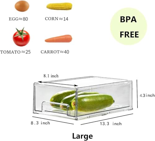 MANO 2Pack Clear Fridge Drawers Pull Out Stackable R | All Products - Image 6