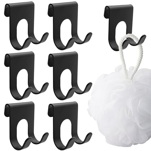 6 PACK Black Shower Caddy, Space Aluminum Towel Hooks - Image 2
