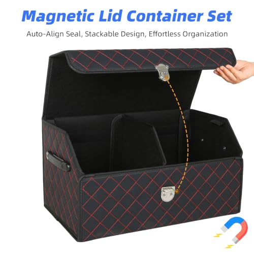 Car Trunk Organizer with Sturdy Faux Leather Lid - 20.9 inch 48L - Image 7