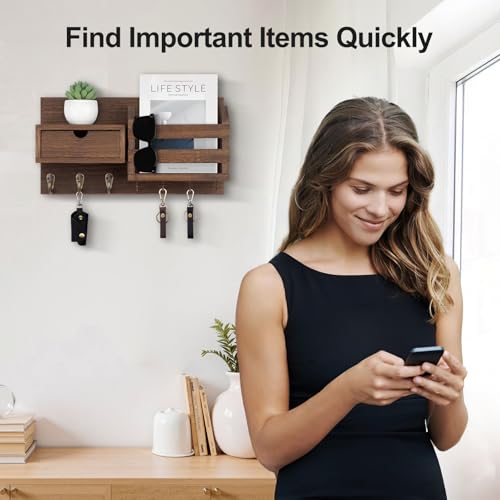 Lwenki Wall Mount Key Holder with Mail Organizer, 100% - Image 4